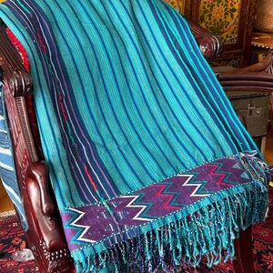 Vintage Handwoven Embroidered Bedspread from Guatemala: Queen